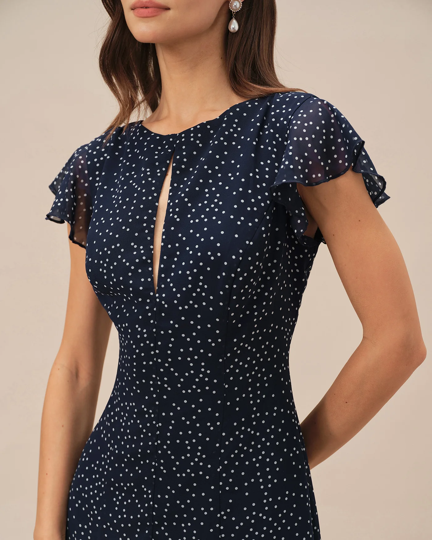 Blue Polka Dot Midi Dress