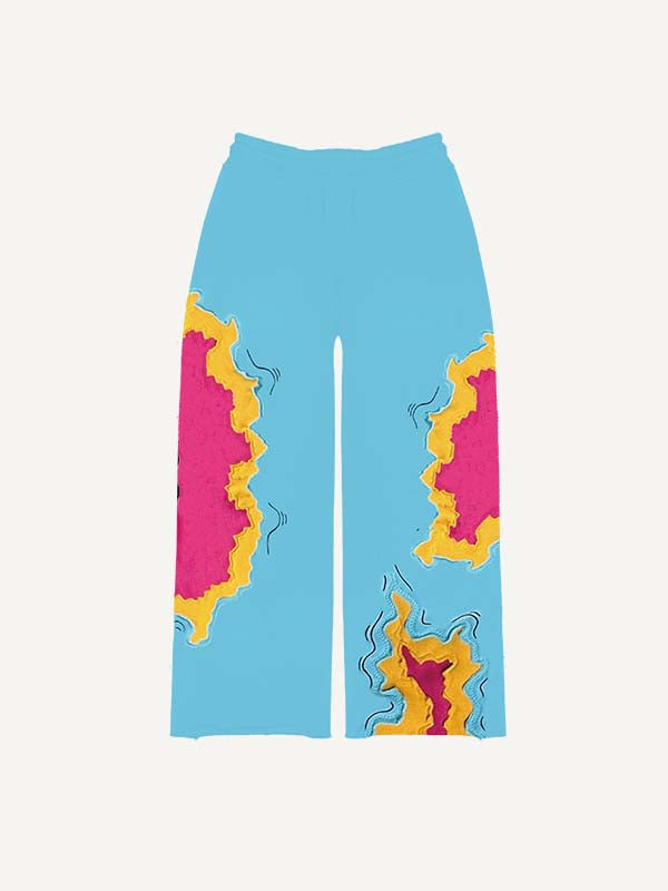 Colorblock Skeleton Faux Decal Print Elastic Waist Pants