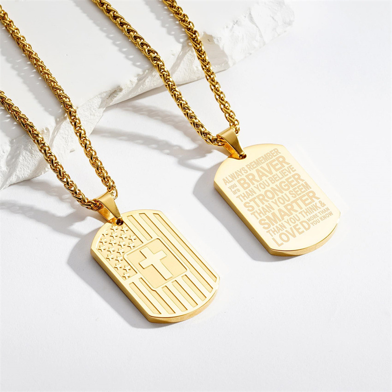 Men's Military Brand Cross Pendant Necklace