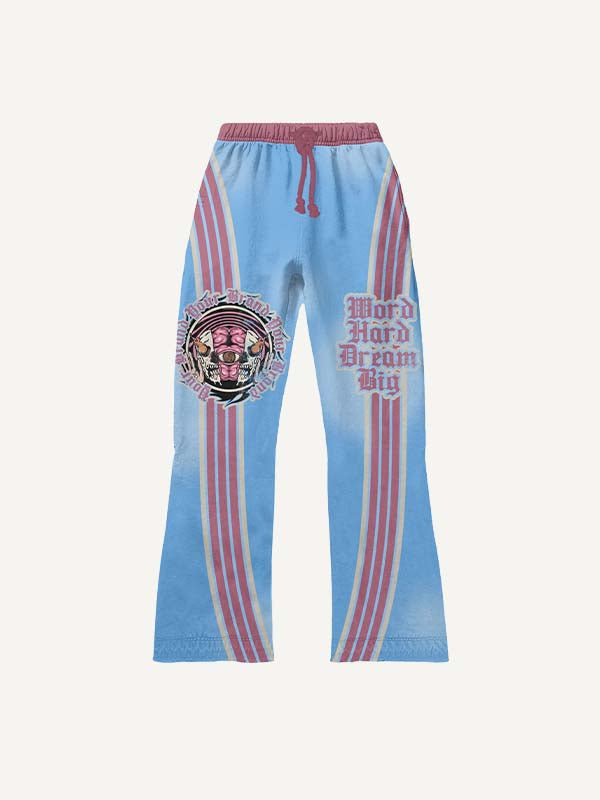 Brain&Eye&Letter Print Elastic Waist Pants