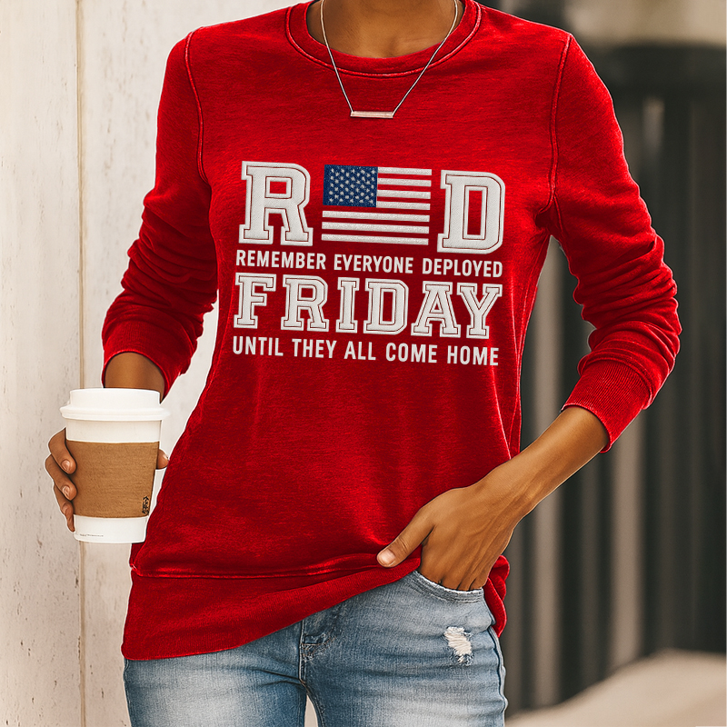 Women's Red Friday Print Casual Sweatshirt