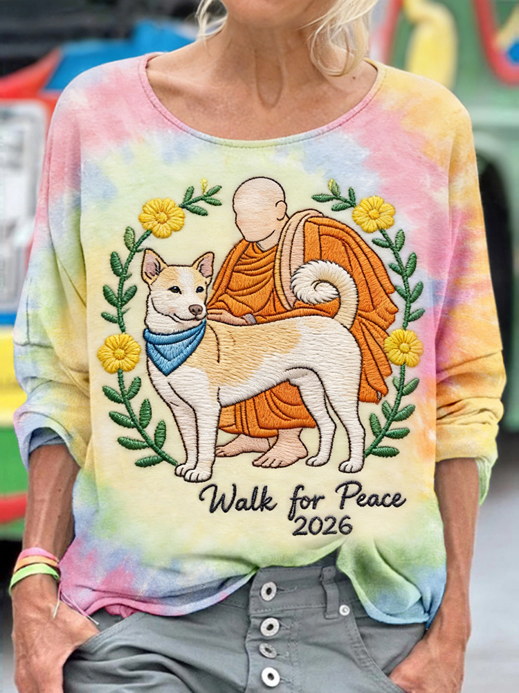 Walk For Peace Monk & Aloka Dog Tie Dye T Shirt