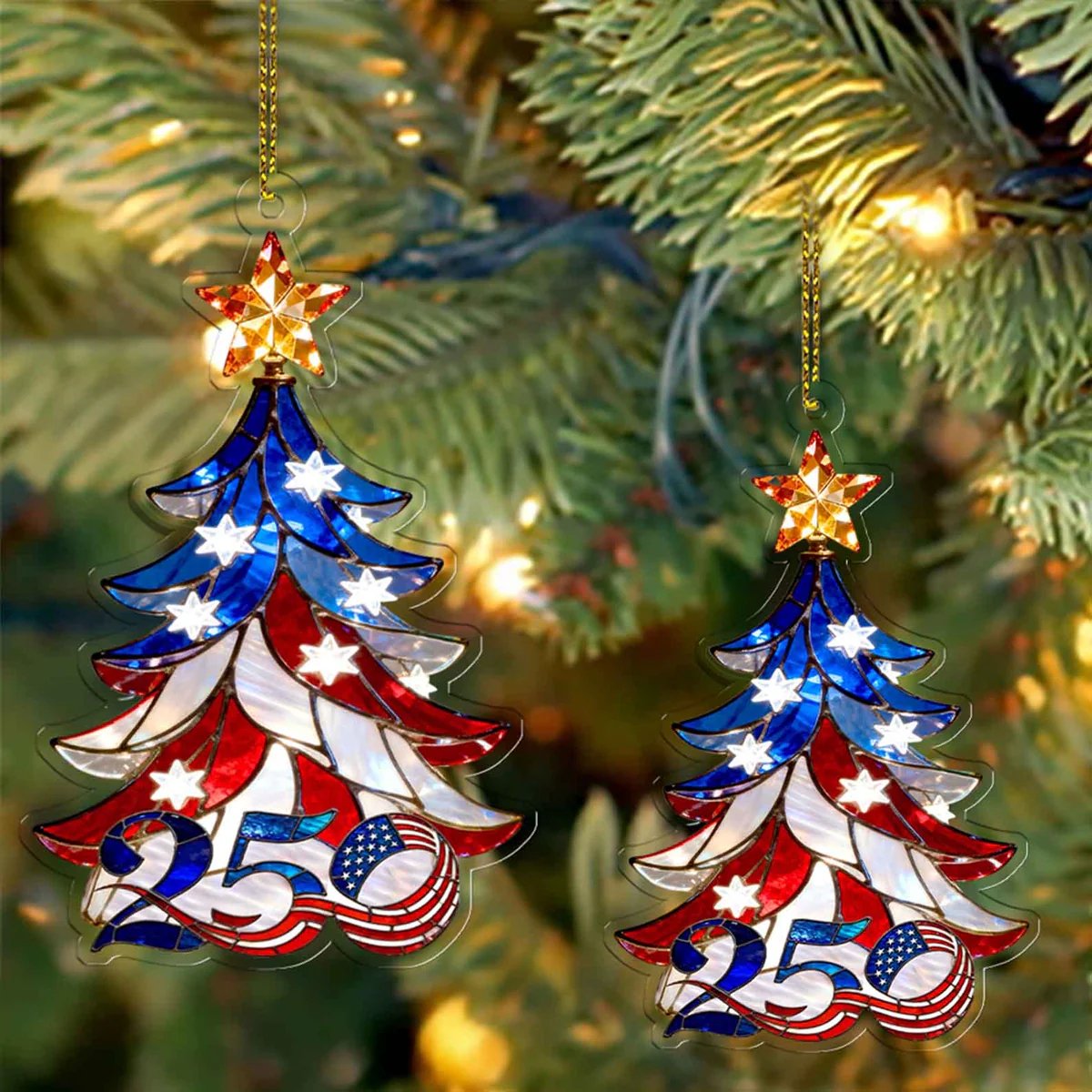 Retro Patriotic Christmas 1776–2026 250th Anniversary Christmas Tree Ornament