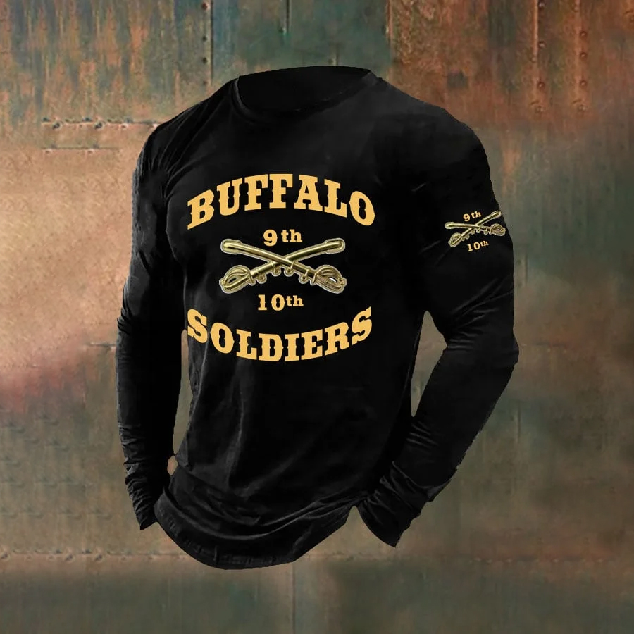 Men's Buffalo Soldier Print Long Sleeve Top