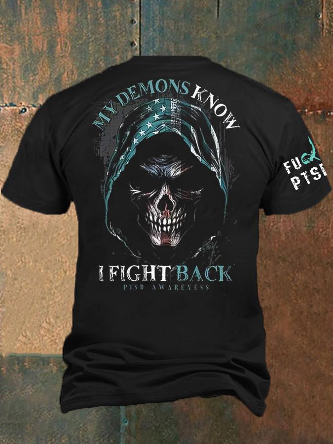 Men's PTSD Awareness Veteran Printed T-shirt