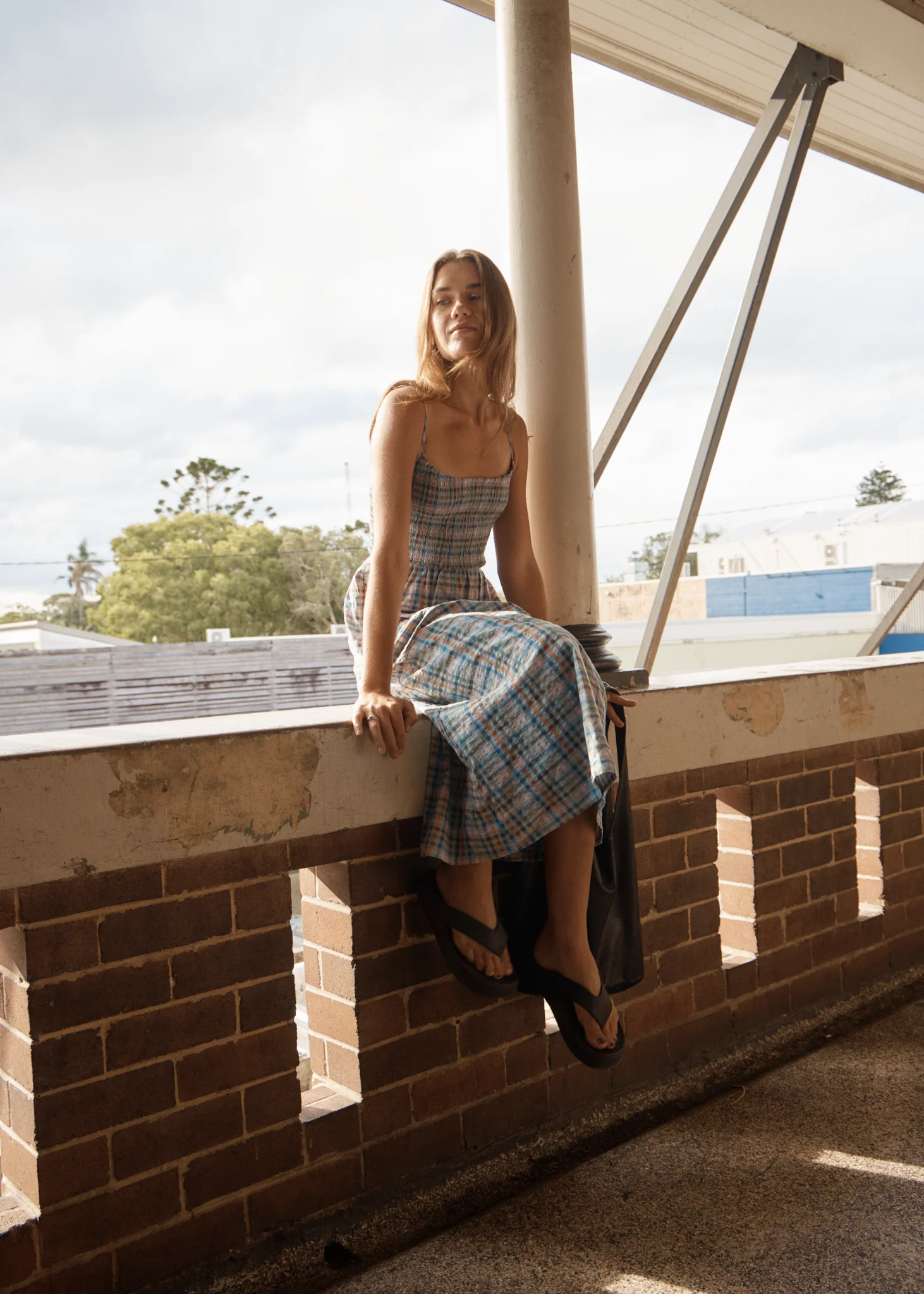 AFENDS Womens Amelie Check - Seersucker Midi Dress - Multi