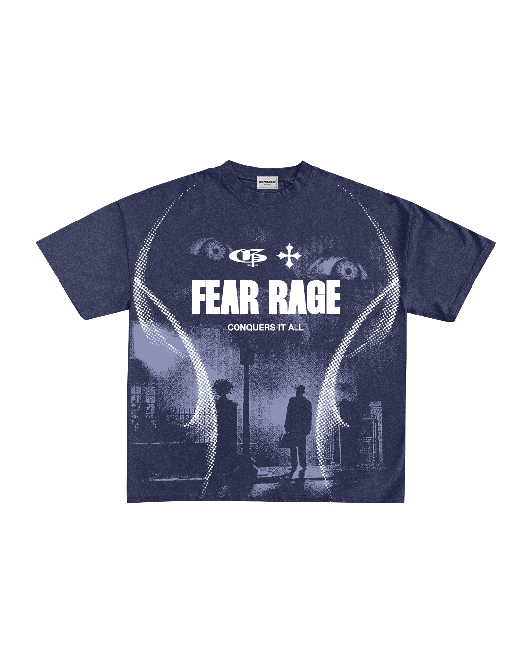 Fear Navy Blue Boxy Oversized Tshirt