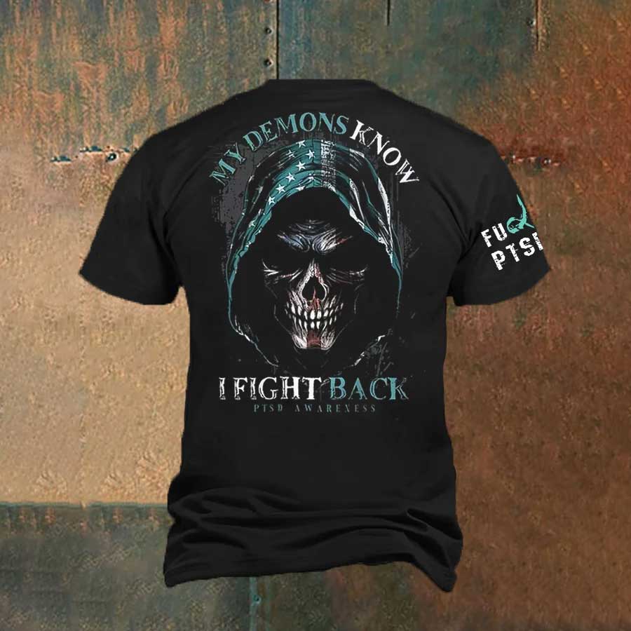 Men's PTSD Awareness Veteran Printed T-shirt