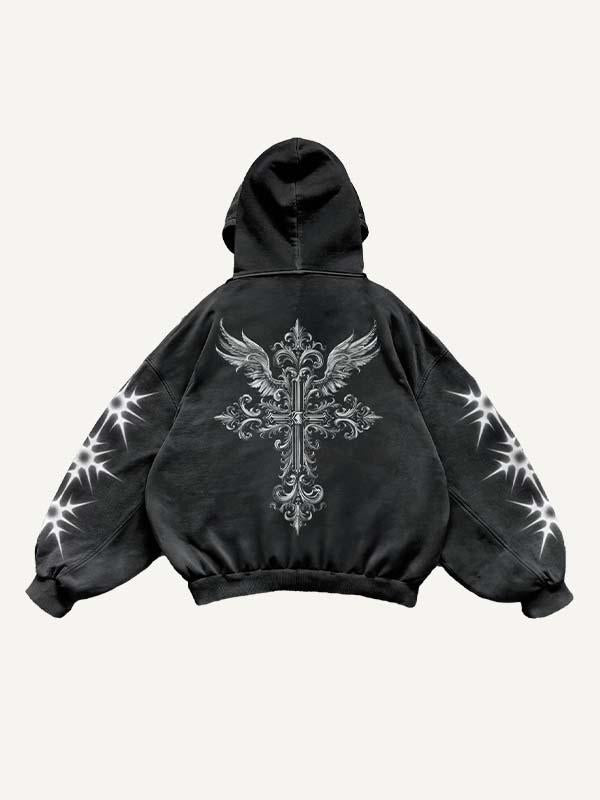 Angel Graphic Print Slant Pockets Hoodie