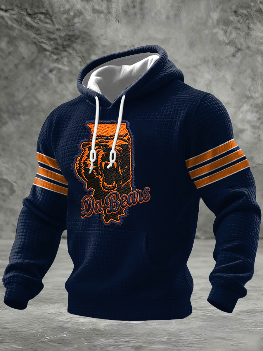 Men's Football Fans Gameday Casual Checkered Cotton Hoodie
