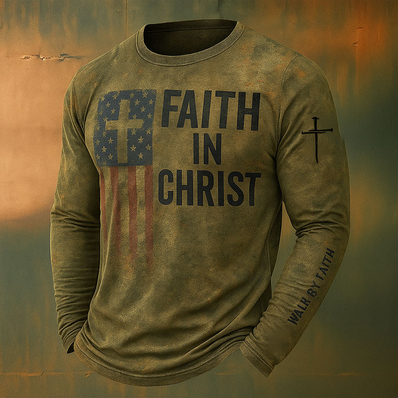 Faith printed casual long-sleeved T-shirt