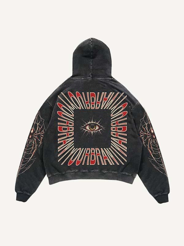 Eye&Letter&Graphic Print Slant Pockets Hoodie