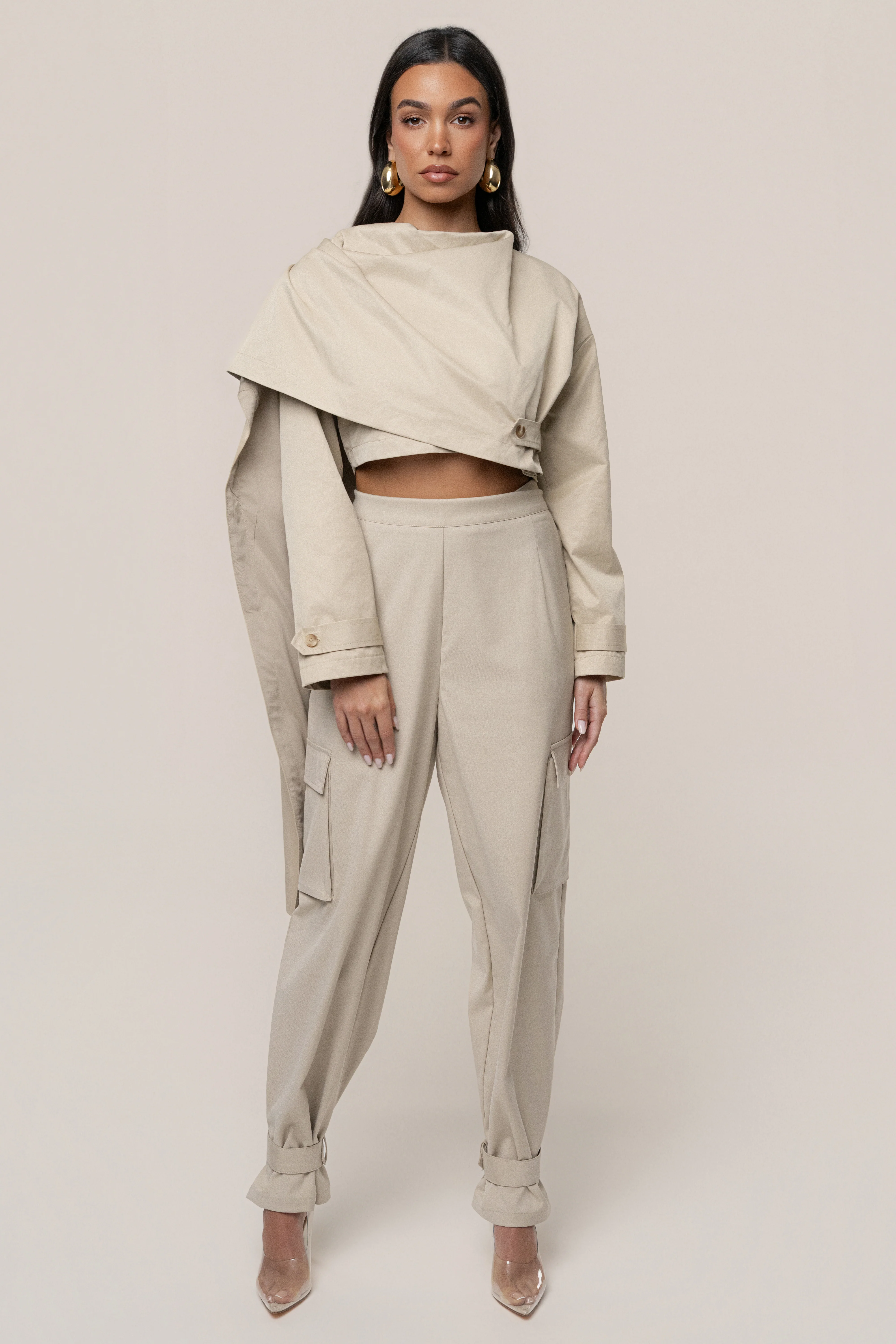 Khaki Autumn Flow Cargo Pants