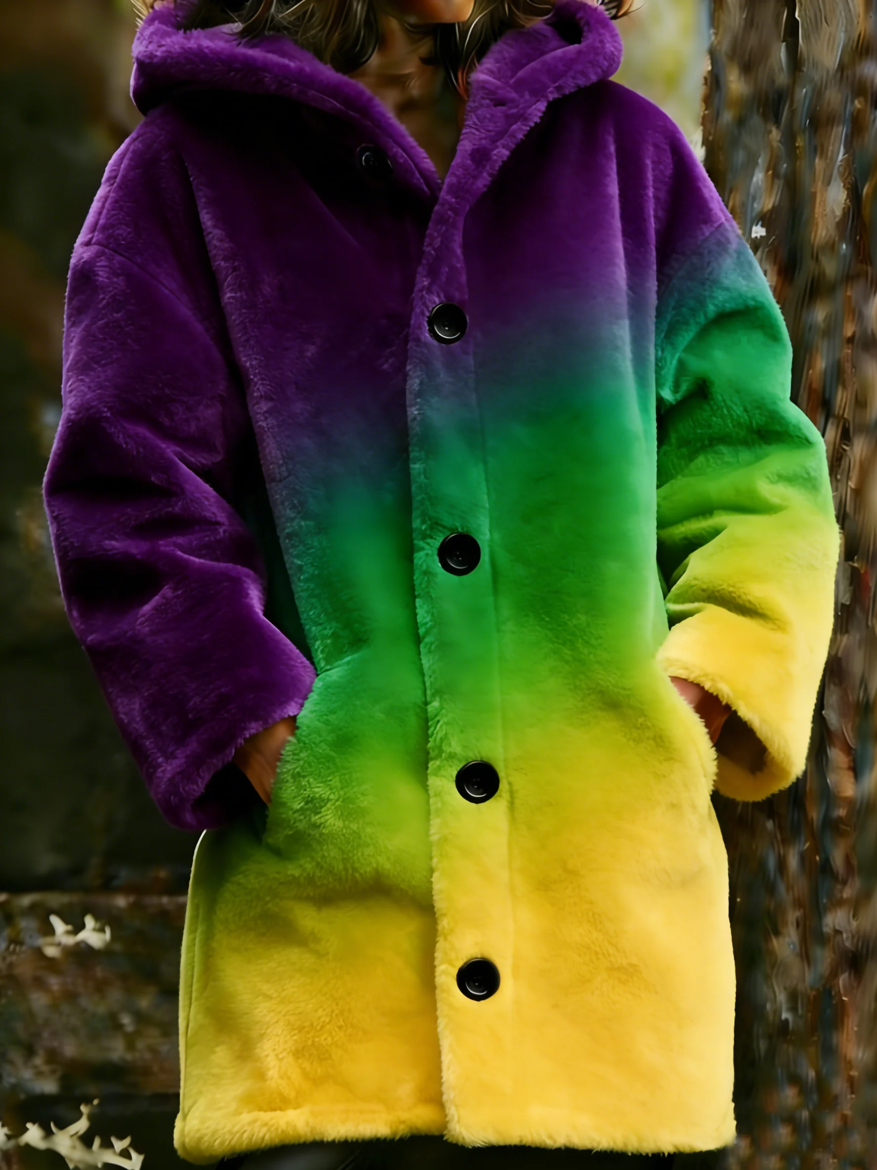 Women's Mardi Gras Print Flannel Warm Jacket