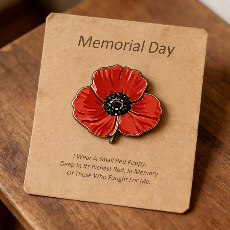 Unisex US Memorial Day Poppy Exquisite Brooch