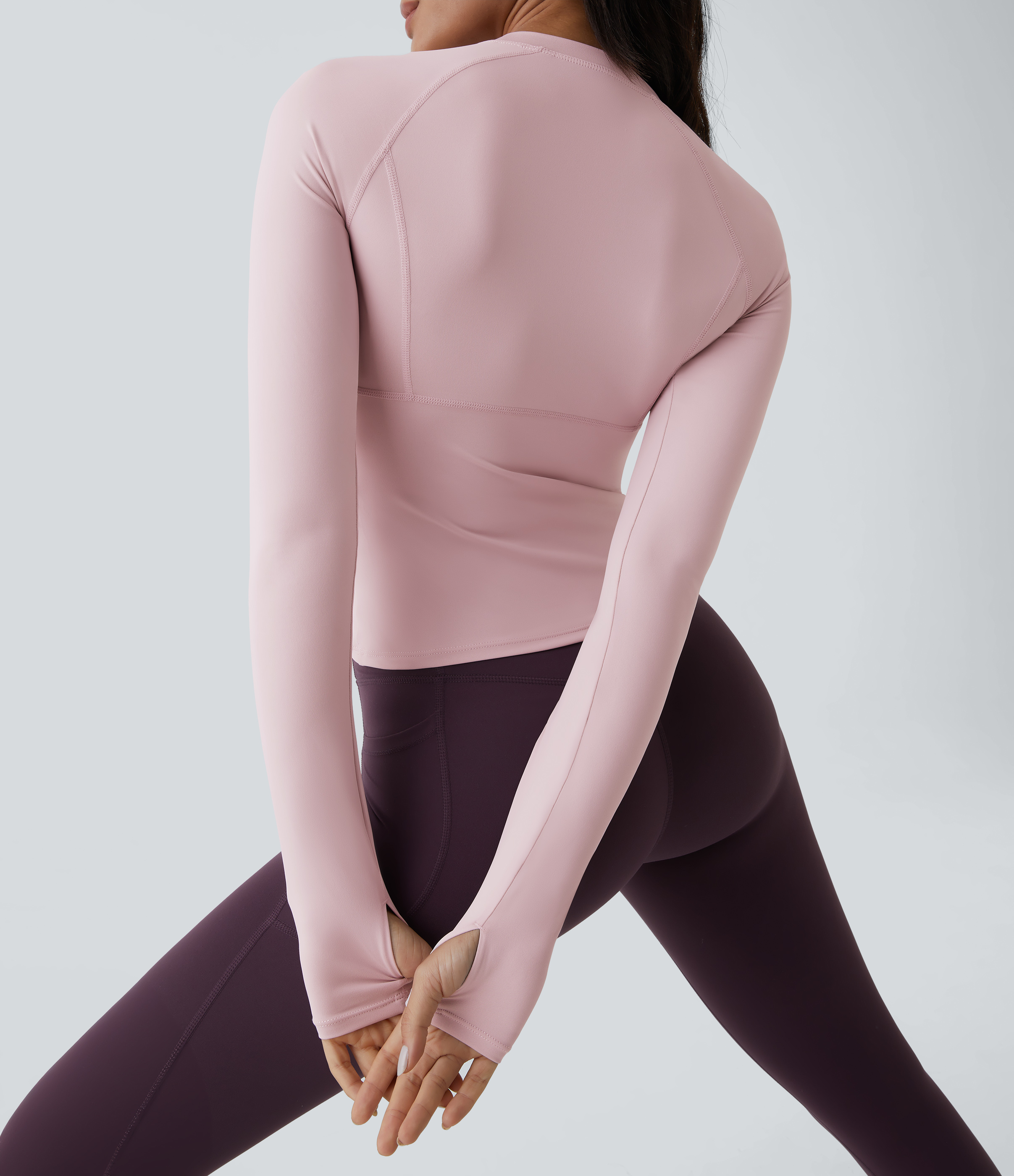Solid Thumb Hole Yoga Sports Top