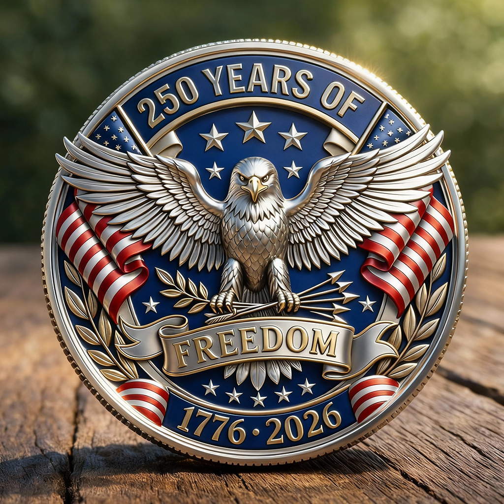 250 Years of Freedom 1776–2026 Commemorative Challenge Coin
