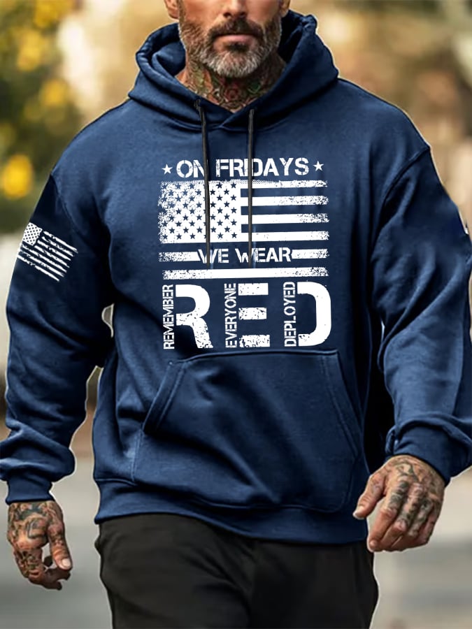 Men's On Friday We Wear Red Printed Hoodie