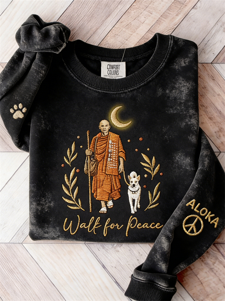 Walk For Peace Aloka & Monk Paw Print Cozy Sweatshirt