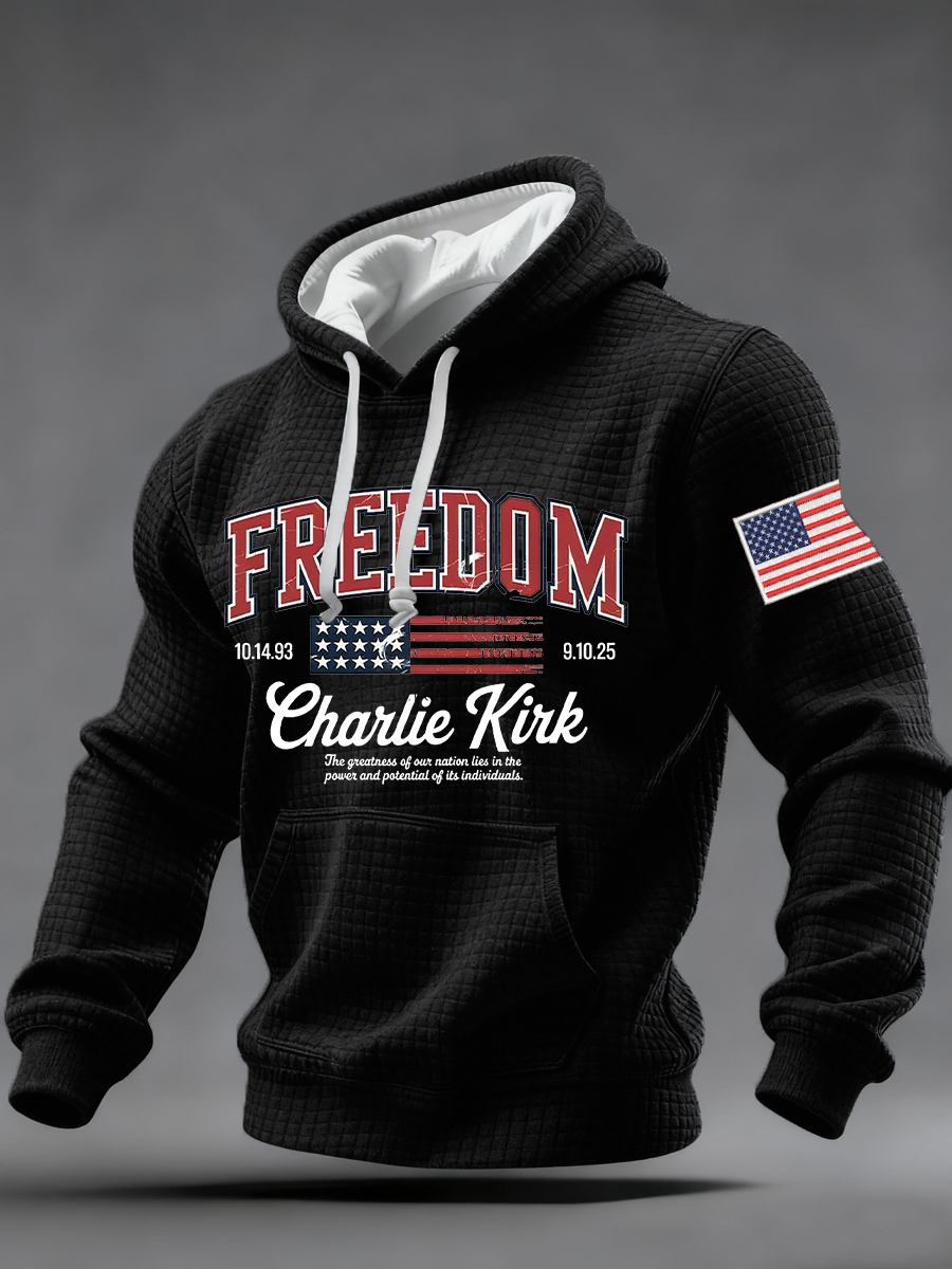 Men's Freedom  Checkered Cotton Hoodie