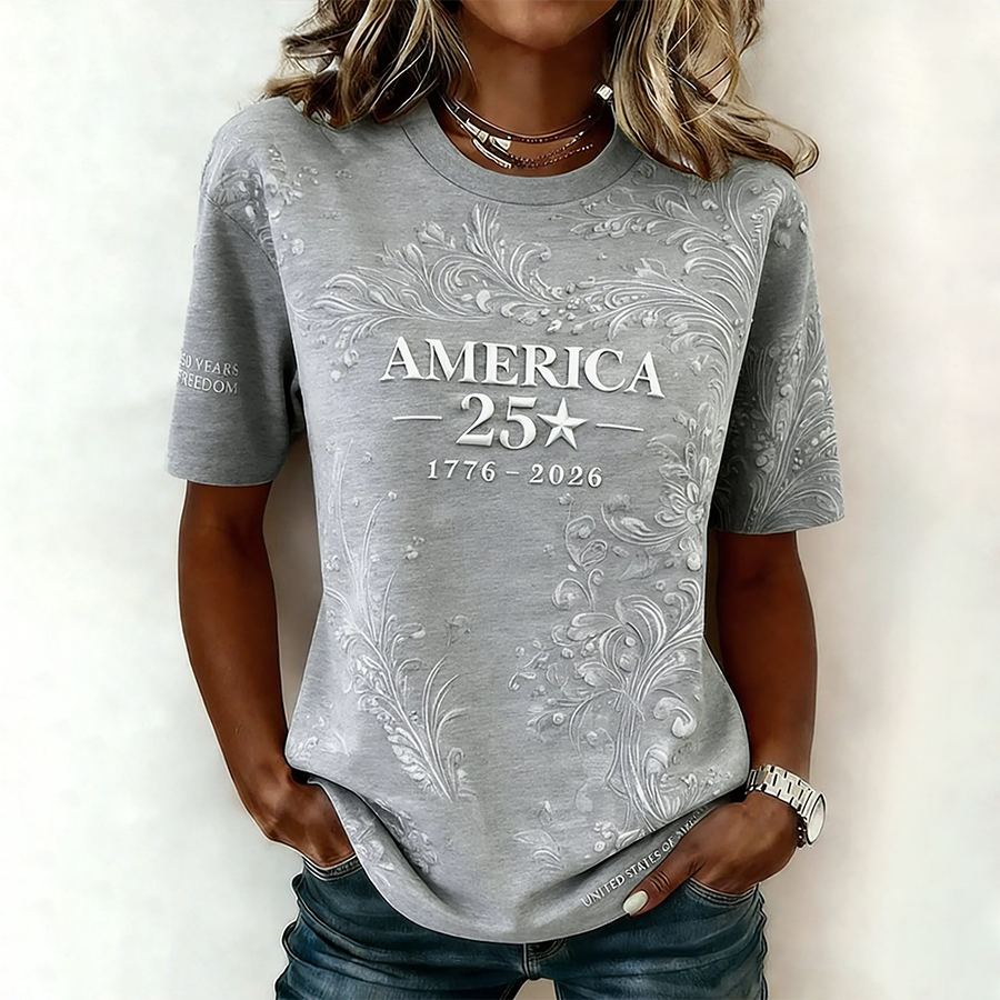 Women's Casual American 250th Anniversary Print T-shirt