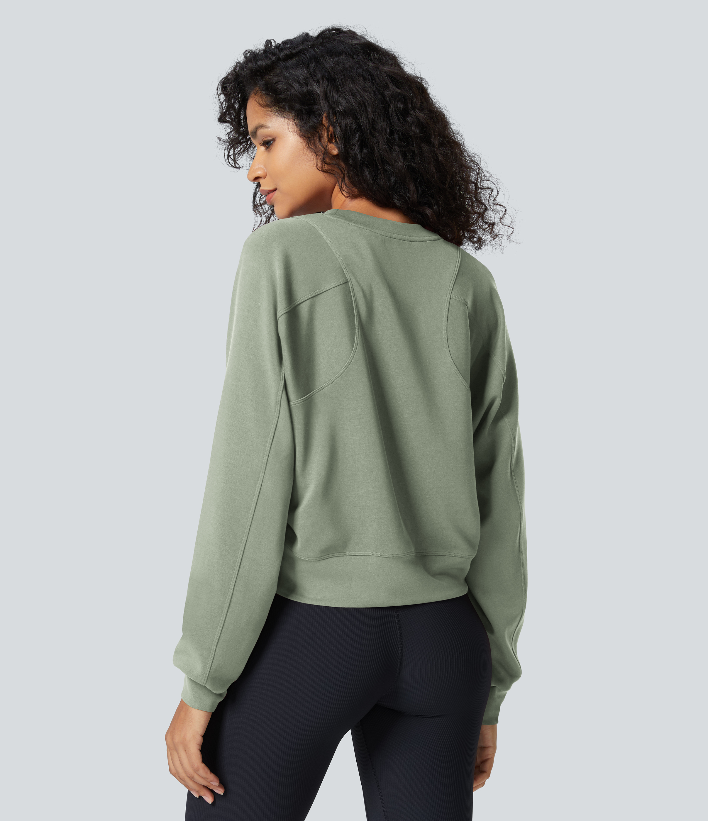 Round Neck Raglan Sleeve Solid Casual Sweatshirt