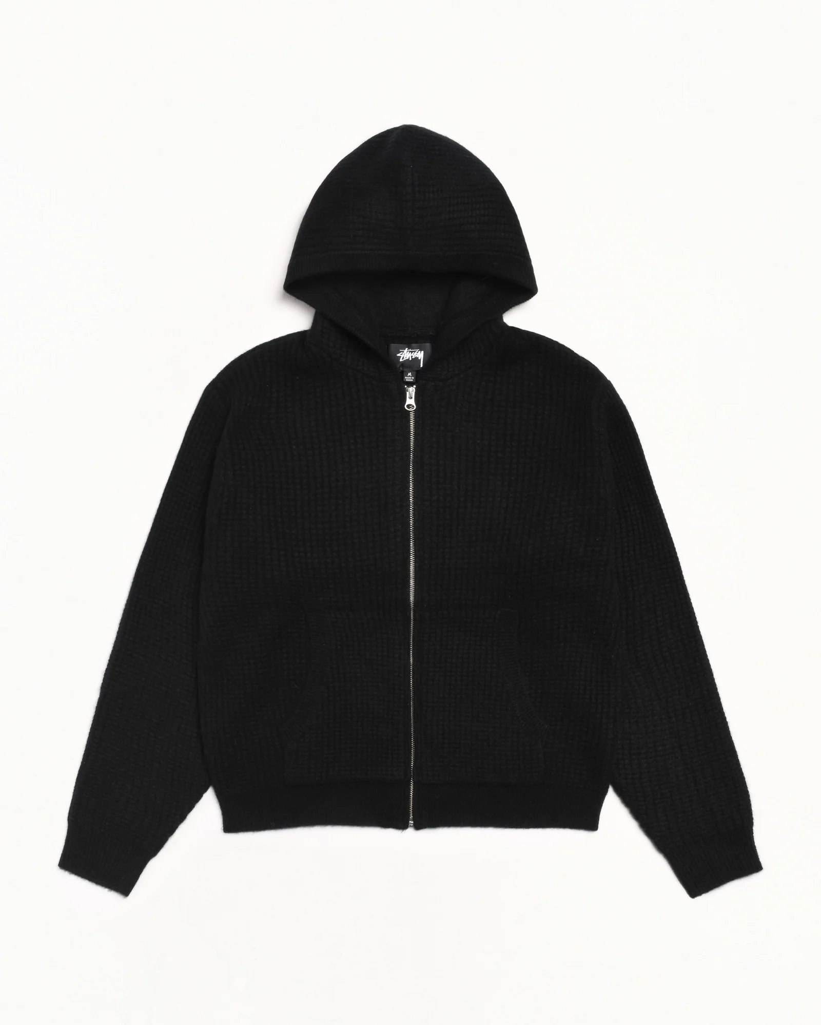 WAFFLE CASHMERE ZIP HOOD SWEATER