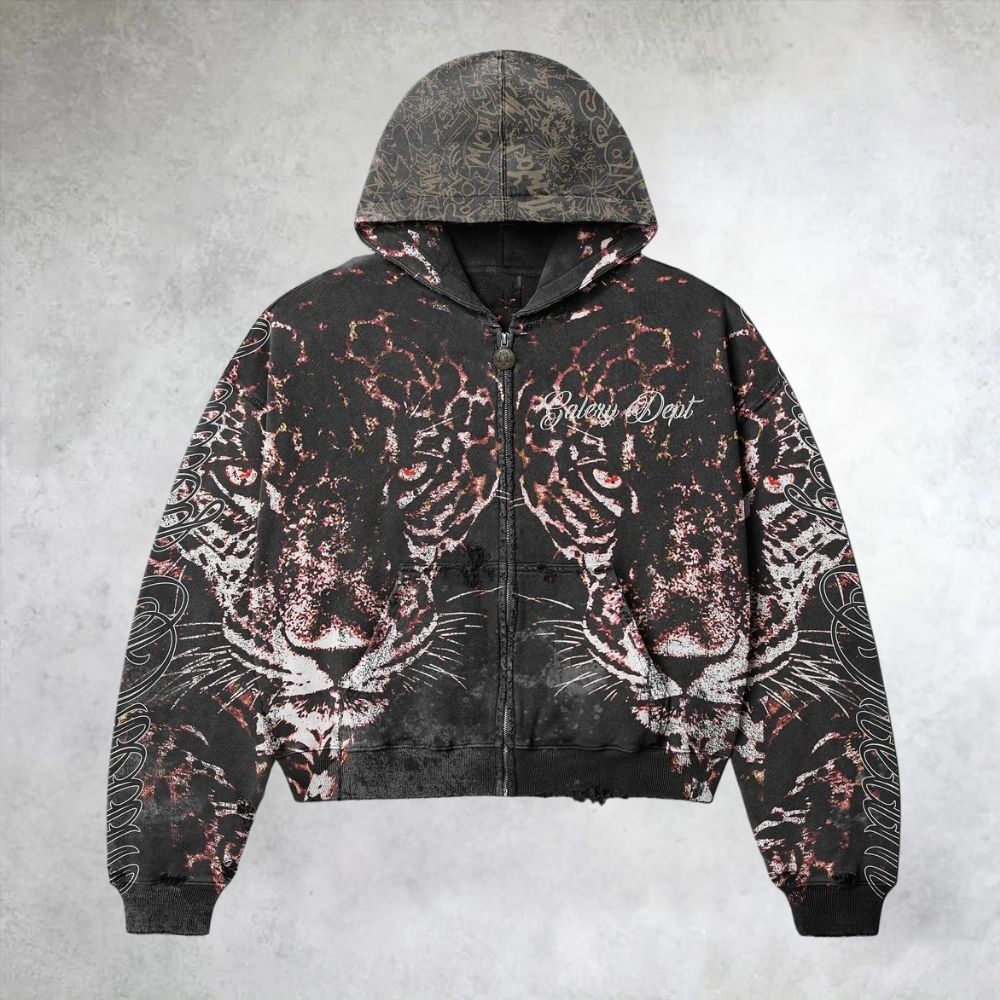 Gallery Dept Twin Tigers Distressed  Zip Up Hoodie