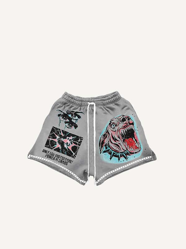Dog&Letter&Eye&Graphic Print Drawstring Waist Shorts