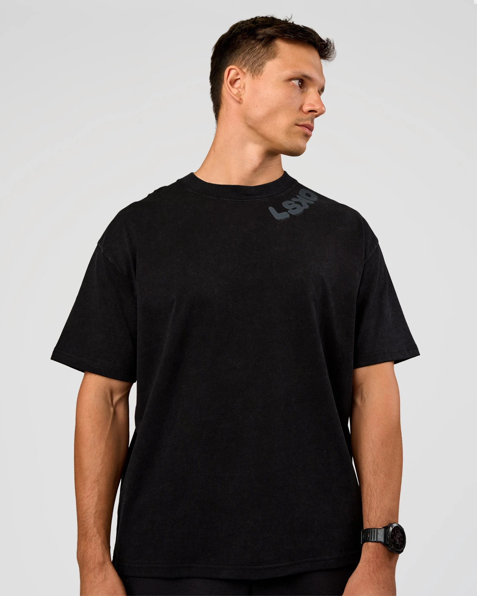 Offset Heavyweight Unisex Oversized Tee - Black Washed-Castlerock