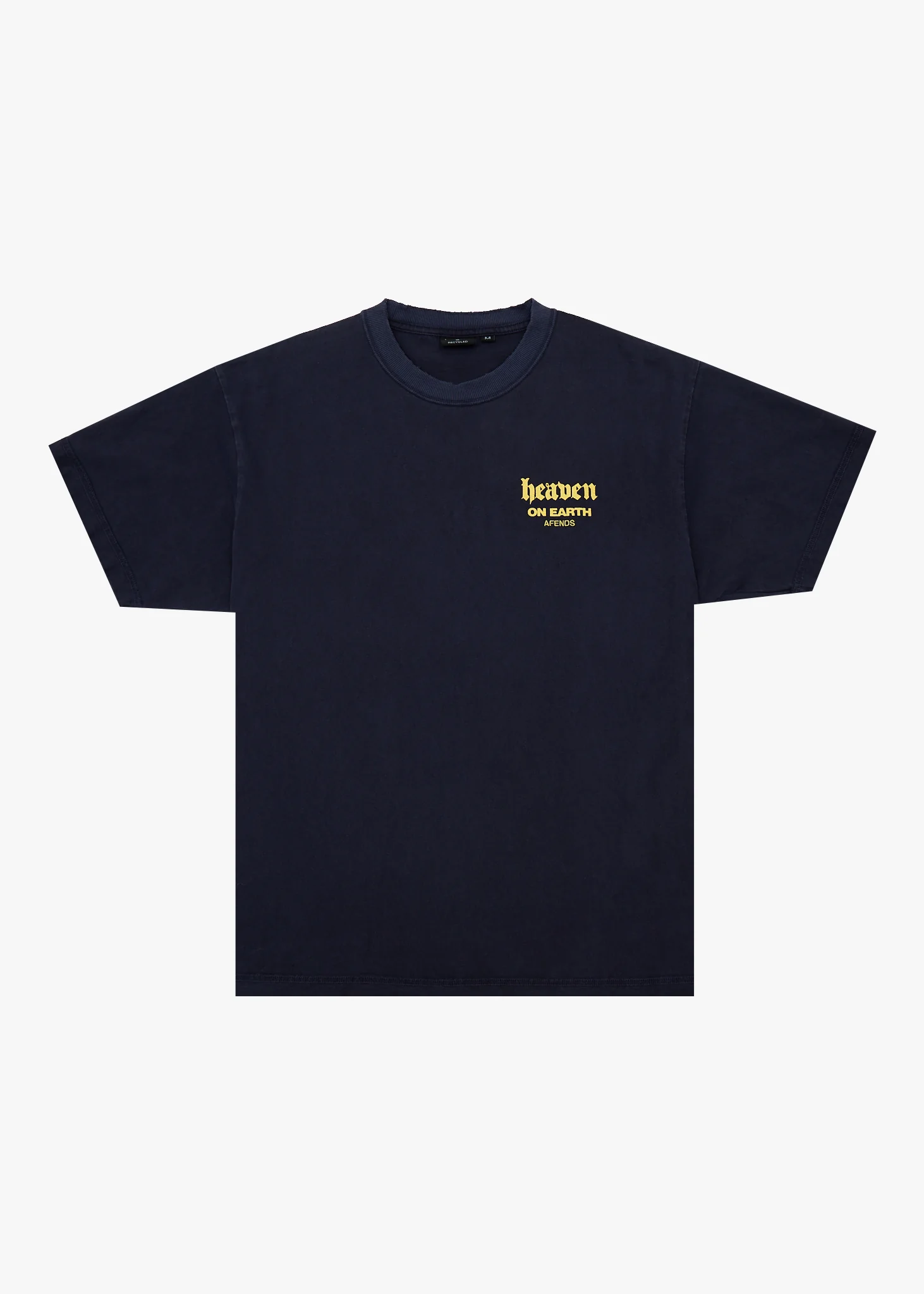 AFENDS Mens Heaven - Heavyweight Boxy Tee - Washed Deep Sea