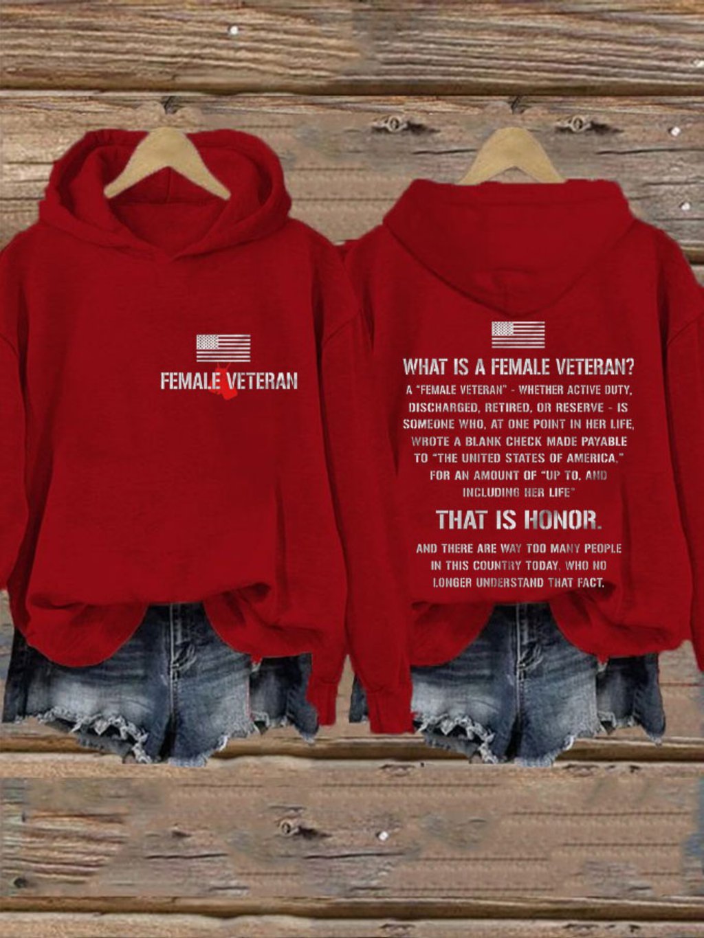 Women's Female Honor Veterans Day Printed Sweatshirt