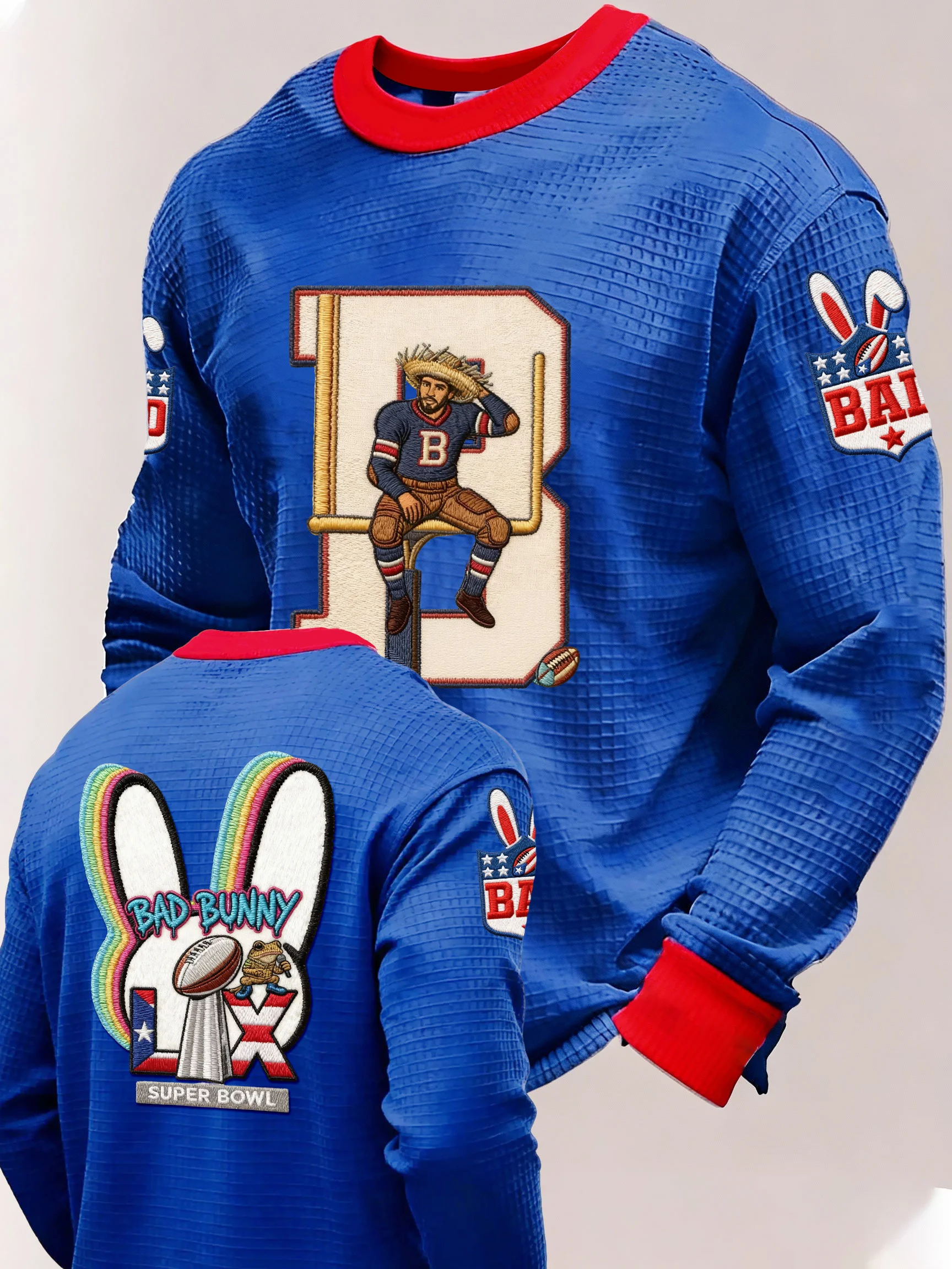 Men's Puerto Rico Printed Waffle Knit Long-Sleeve T-Shirt