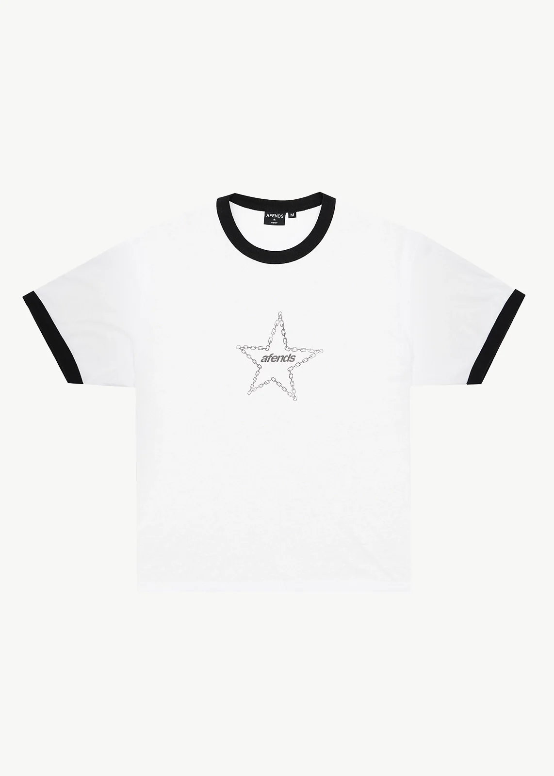 AFENDS Mens Chains - Boxy Ringer Tee - White