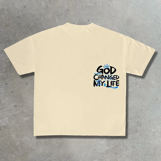 Vintage God Changed My Life Graphic Unisex Heavy Printed Tee