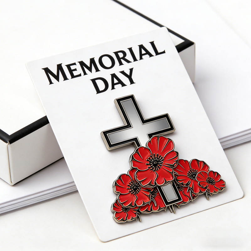 Unisex US Memorial Day Poppy Exquisite Brooch