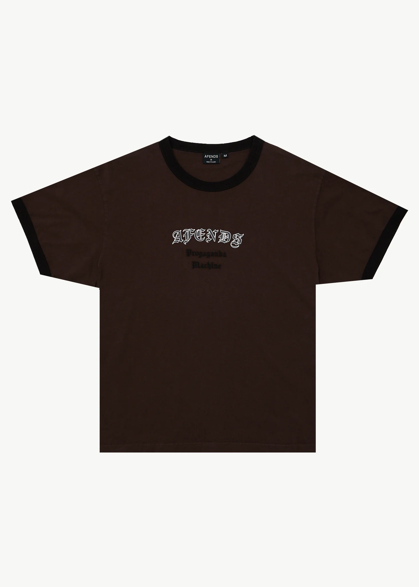 AFENDS Mens Machine -  Boxy Ringer Fit Tee - Washed Coffee