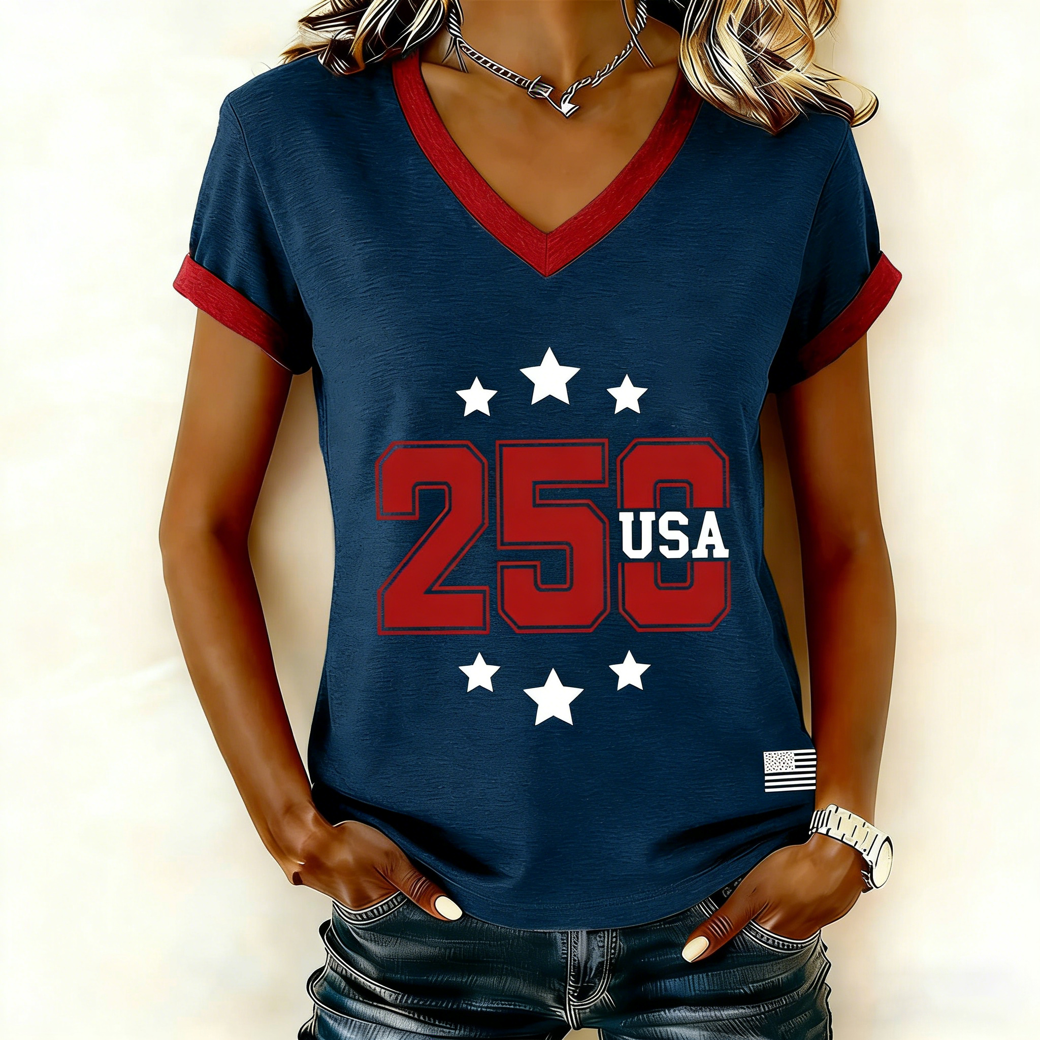 Women's Vintage America 250th Anniversary Print T-Shirt