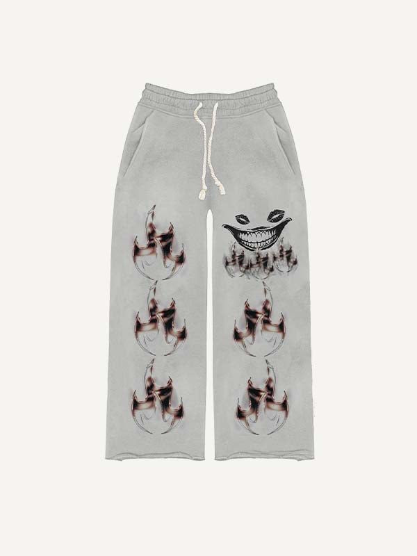 Teeth&Lips&Graphic Print Elastic Waist Pants