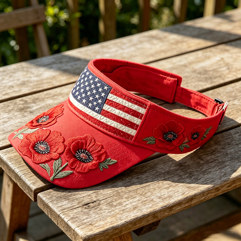 US Memorial Day Poppy Art Print Casual Tennis Cap