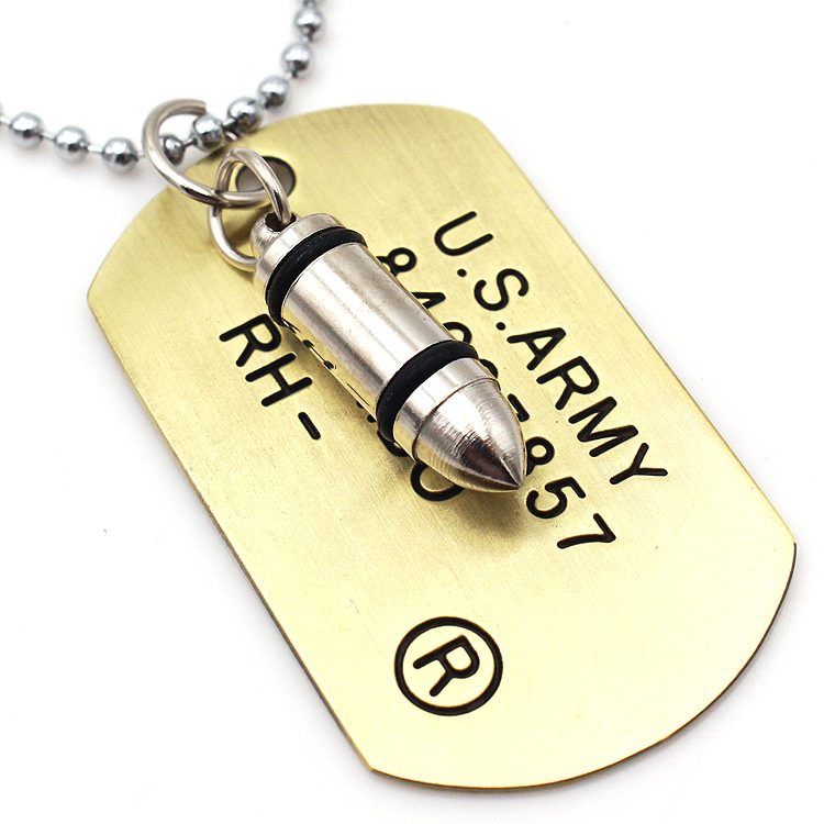Military Brand Tag Long Necklace