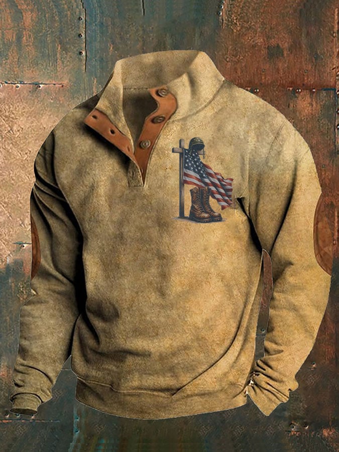 Men's Aintage Faith Veteran Flag Print Sweatshirt