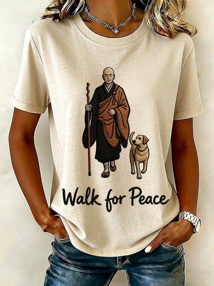 Walk For Peace Monks With Aloka Dog Casual T Shirt