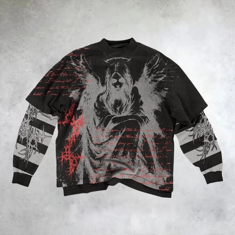 Fallen Angel Layered Long Sleeve T-Shirt