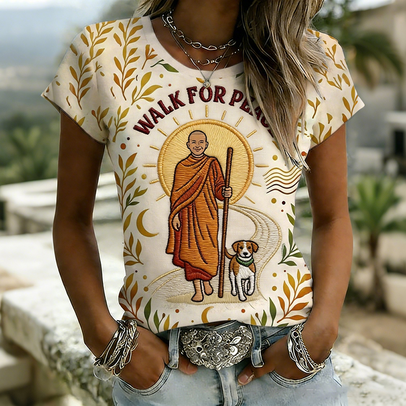 Women's Retro Walk For Peace Art Print T-shirt