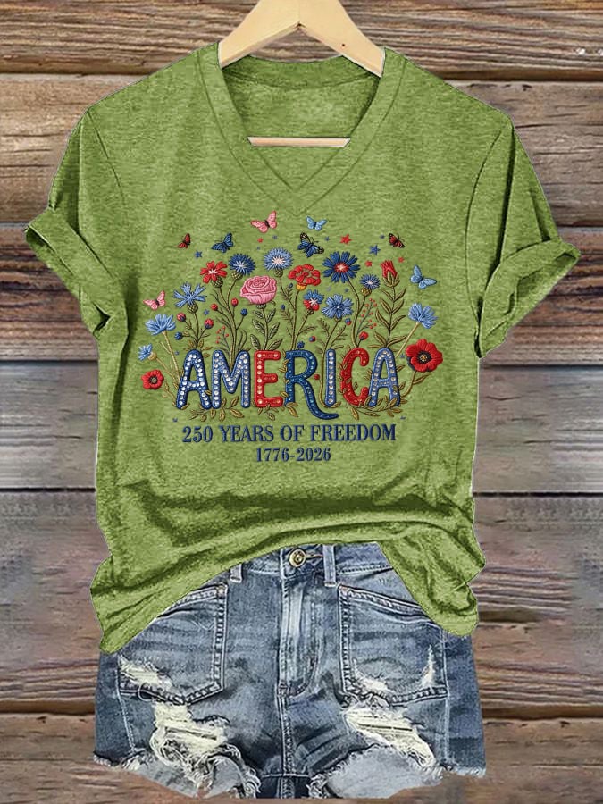 Women's casual retro American 250th  T-shirt