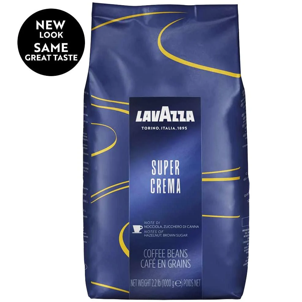 Lavazza Super Crema Whole Bean Espresso Coffee, 2.2 lb X 2 Bags, Vacuum-Packed