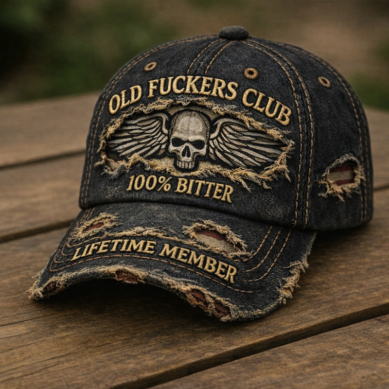 Funny Retro Old Man Club Print Casual Hat