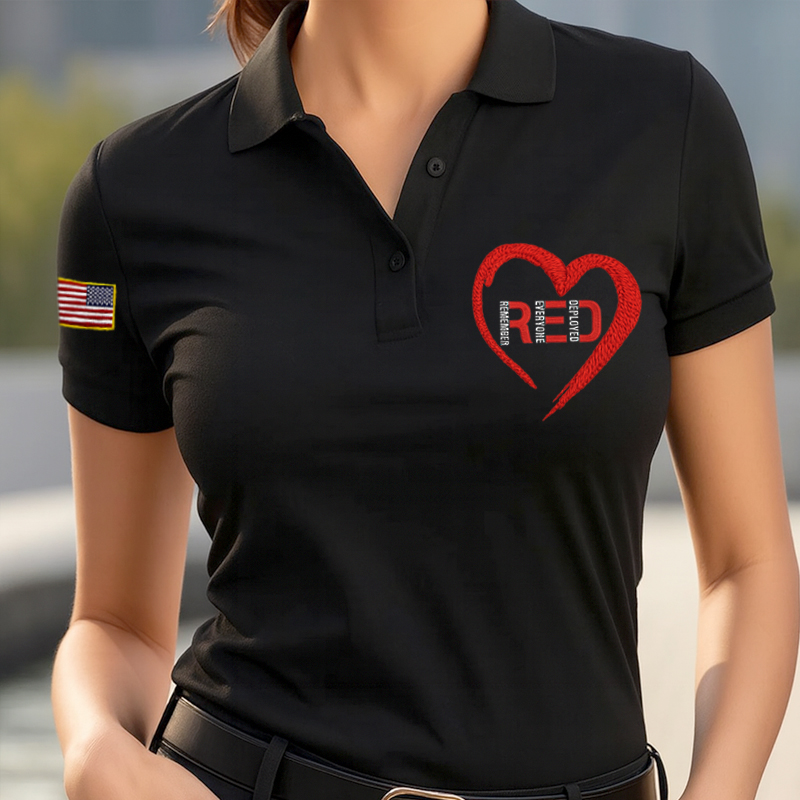 Women's Veteran Red Friday Print Polo T-Shirt