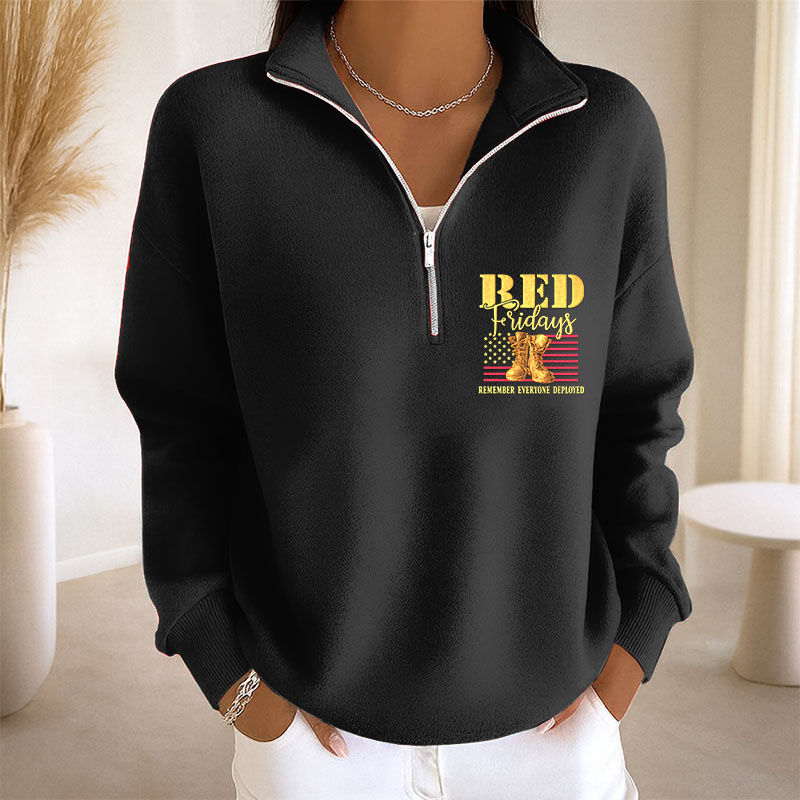 Women's Red Friday Print Casual Sweatshirt